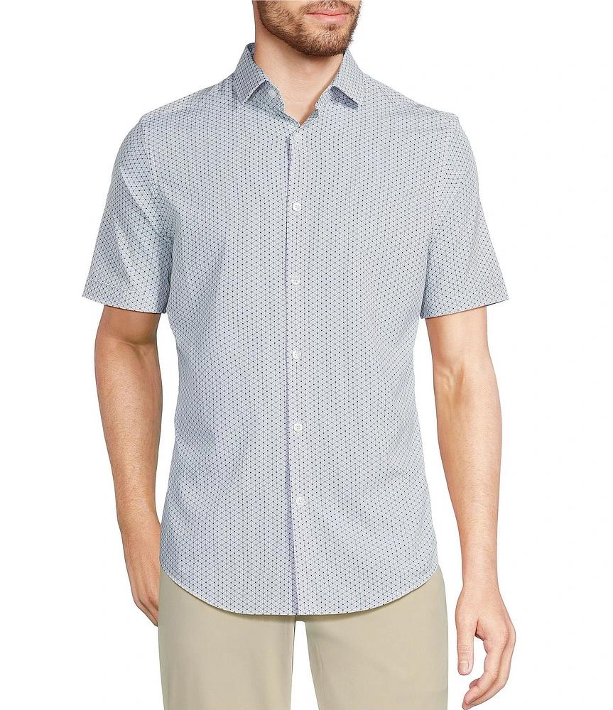 Murano Slim Fit Performance Stretch Geometric Print Short Sleeve Woven Shirt