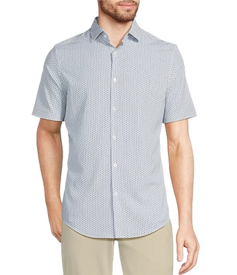 Murano Slim Fit Performance Stretch Geometric Print Short Sleeve Woven Shirt