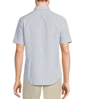 Murano Slim Fit Performance Stretch Geometric Print Short Sleeve Woven Shirt