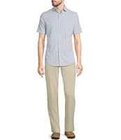 Murano Slim Fit Performance Stretch Geometric Print Short Sleeve Woven Shirt