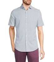 Murano Slim Fit Performance Stretch Geometric Print Short Sleeve Woven Shirt
