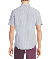 Murano Slim Fit Performance Stretch Geometric Print Short Sleeve Woven Shirt