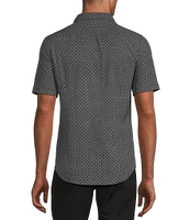 Murano Slim Fit Performance Stretch Line Print Short Sleeve Woven Shirt