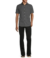 Murano Slim Fit Performance Stretch Line Print Short Sleeve Woven Shirt