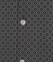 Murano Slim Fit Performance Stretch Line Print Short Sleeve Woven Shirt