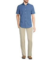 Murano Slim Fit Performance Stretch Medallion Print Short Sleeve Woven Shirt