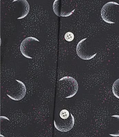 Murano Slim Fit Performance Stretch Small Moon Print Short Sleeve Woven Shirt