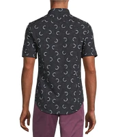 Murano Slim Fit Performance Stretch Small Moon Print Short Sleeve Woven Shirt