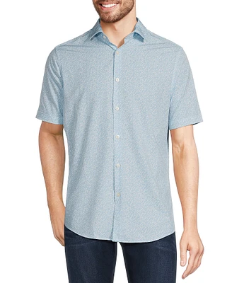 Murano Slim-Fit Performance Stretch Vine Print Short Sleeve Woven Shirt