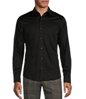 Murano Slim Fit Pieced Solid Spread Collar Long Sleeve Woven Shirt