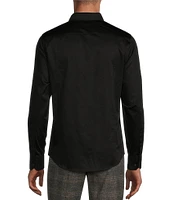 Murano Slim Fit Pieced Solid Spread Collar Long Sleeve Woven Shirt