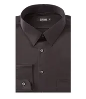 Murano Slim-Fit Point Collar Solid Sateen Dress Shirt