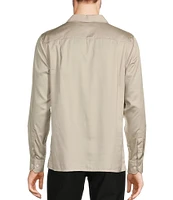 Murano Slim Fit Sateen Solid Long Sleeve Woven Camp Shirt