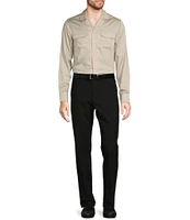 Murano Slim Fit Sateen Solid Long Sleeve Woven Camp Shirt