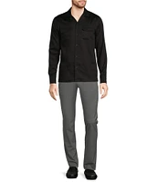 Murano Slim Fit Sateen Solid Long Sleeve Woven Camp Shirt