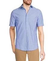 Murano Slim Fit Solid Heather Short Sleeve Woven Shirt