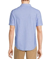 Murano Slim Fit Solid Heather Short Sleeve Woven Shirt