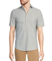 Murano Slim Fit Solid Heather Short Sleeve Woven Shirt