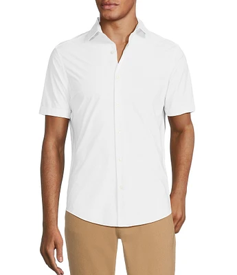 Murano Slim Fit Solid Heather Short Sleeve Woven Shirt