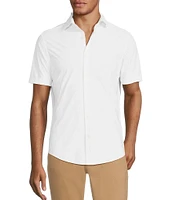 Murano Slim Fit Solid Heather Short Sleeve Woven Shirt