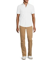 Murano Slim Fit Solid Heather Short Sleeve Woven Shirt