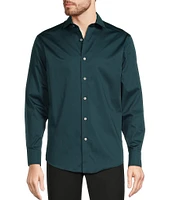 Murano Slim Fit Solid Sateen Spread Collar Long Sleeve Woven Shirt