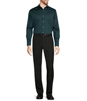 Murano Slim Fit Solid Sateen Spread Collar Long Sleeve Woven Shirt