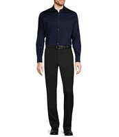 Murano Slim Fit Solid Sateen Spread Collar Long Sleeve Woven Shirt