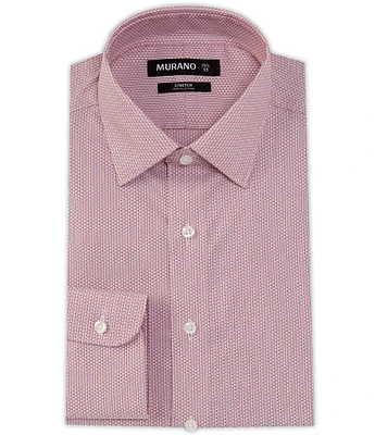 Murano Slim Fit Stretch Spread Collar Box Print Dobby Dress Shirt