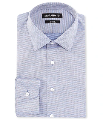 Murano Slim Fit Spread Collar Patterened Dobby Dress Shirt