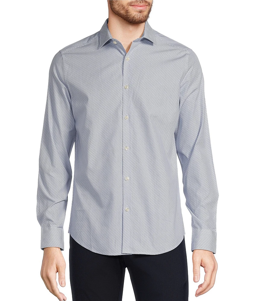 Murano Slim Fit Tick Stripe Long Sleeve Woven Shirt