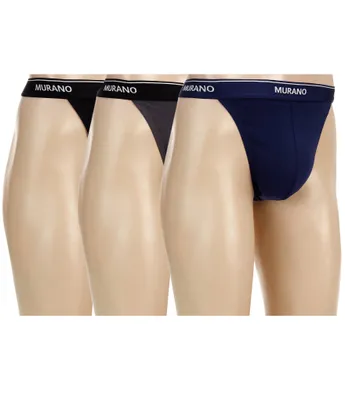 Murano Solid Cotton Thong Underwear 3-Pack