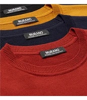 Murano Solid Performance Textured Long Sleeve Crew Neck Sweater