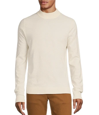 Murano Solid Performance Textured Pattern Long Sleeve Mock Neck Sweater