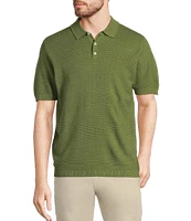 Murano Solid Textured Polo Short Sleeve Sweater