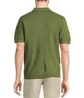 Murano Solid Textured Polo Short Sleeve Sweater