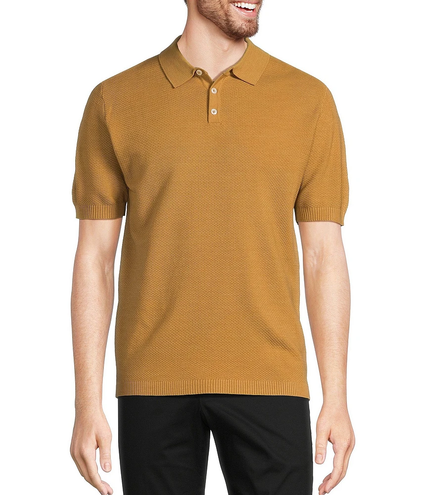 Murano Solid Textured Polo Short Sleeve Sweater