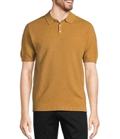 Murano Solid Textured Polo Short Sleeve Sweater