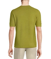 Murano Solid Textured Short Sleeve Crew Sweater