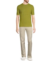 Murano Solid Textured Short Sleeve Crew Sweater