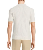 Murano Spread Collar Short Sleeve Sweater Knit Coat Front Shirt