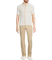 Murano Spread Collar Short Sleeve Sweater Knit Coat Front Shirt
