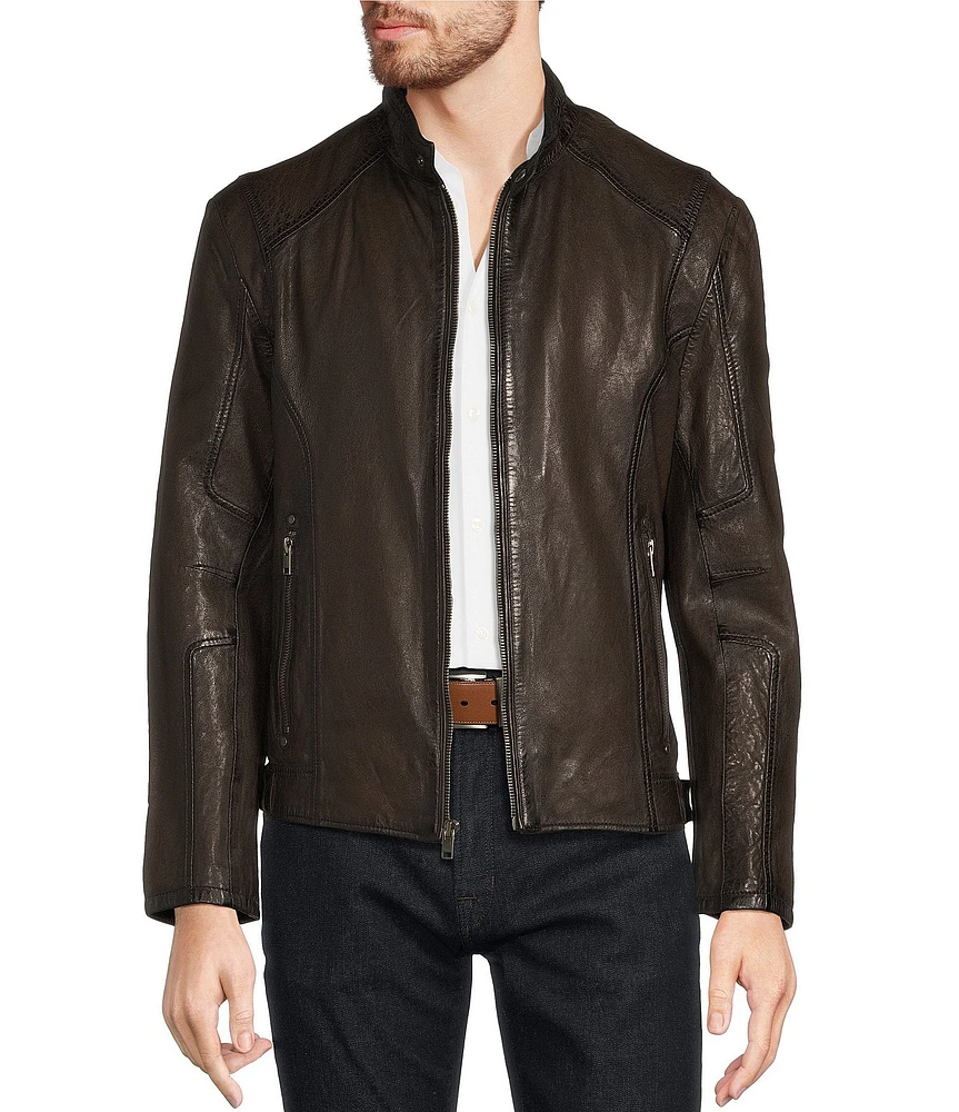 Murano Stand Collar Hipster Leather Jacket