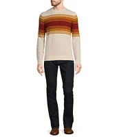 Murano Stripe Textured Long Sleeve Crew Neck Sweater