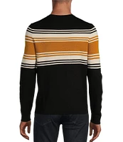 Murano Stripe Textured Long Sleeve Crew Neck Sweater