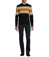 Murano Stripe Textured Long Sleeve Crew Neck Sweater