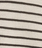 Murano Striped Johnny Collar Short Sleeve Sweater Knit Polo Shirt