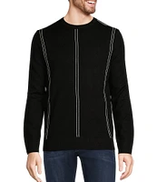 Murano Striped Performance Textured Long Sleeve Crew Neck Sweater