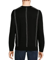 Murano Striped Performance Textured Long Sleeve Crew Neck Sweater