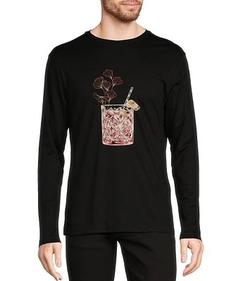 Murano Timeless Twenties Collection Slim Fit Drink Print Graphic Long Sleeve T-Shirt